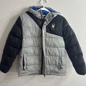 Spyder Kids' Black and Gray Puffer Winter Outdoor Jacket Size 10/12